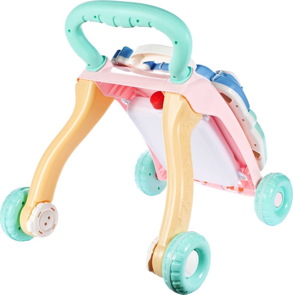 MalPlay Antepremergator pentru copii cu panou educational detasabil dimensiune 47 x 42 x 45 cm Pink-Blue Bunny