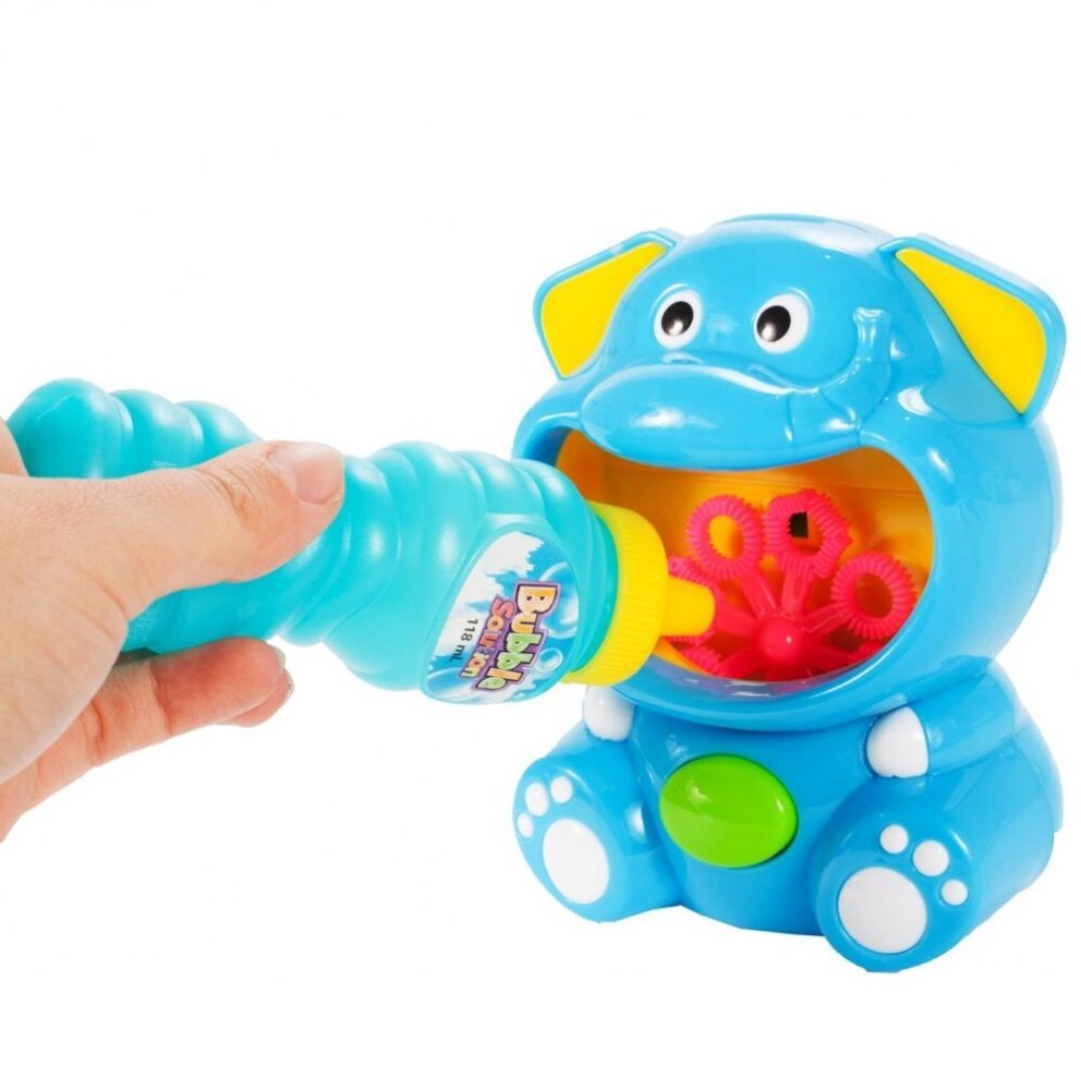 MalPlay Aparat generator baloane de sapun cu baterii si rezerva 118 ml lichid inclus 13 x 10 x 7 cm Bubble Blue Elephant