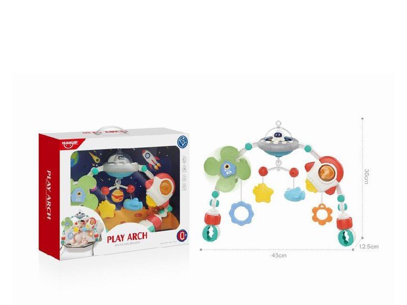 MalPlay Arcada pentru carucior sau patut copii muzicala cu jucarii suspendare ajustabila si pliabila multicolor 0-36 luni