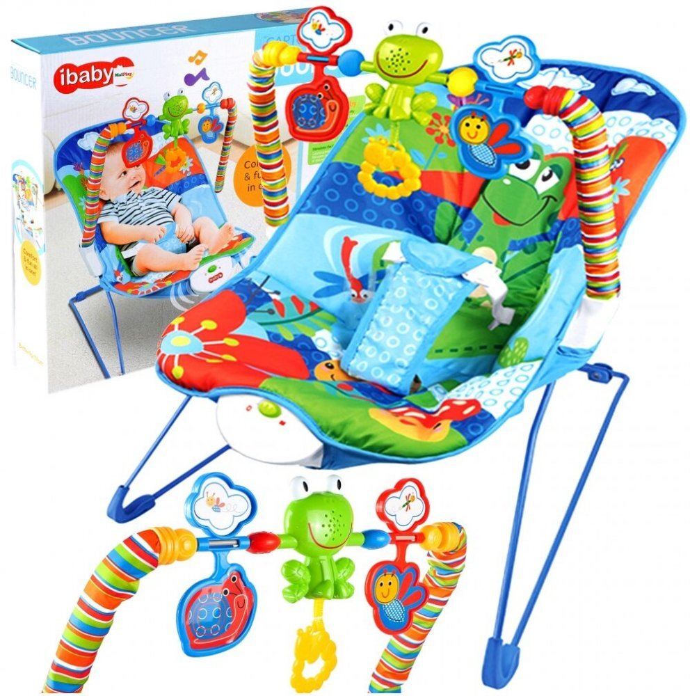 MalPlay Balansoar cu vibratii bara de jucarii si muzica Green Frog