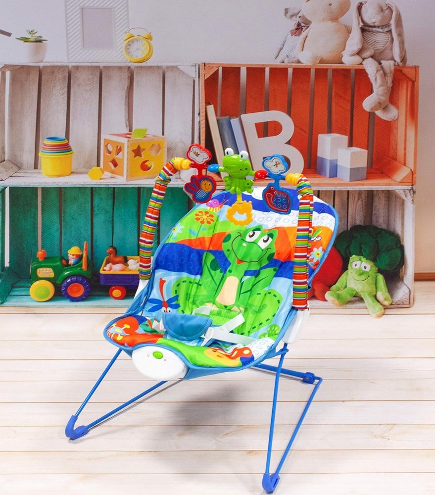 MalPlay Balansoar cu vibratii bara de jucarii si muzica Green Frog