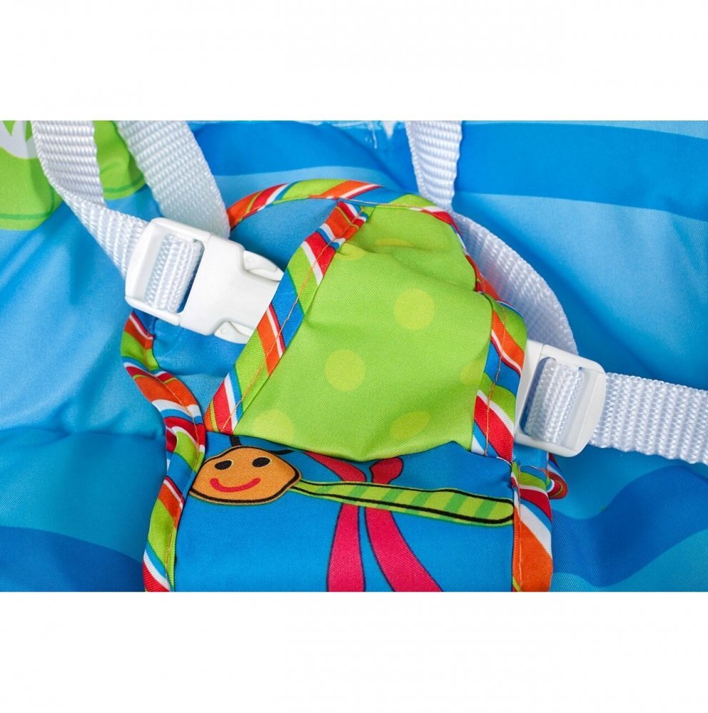 MalPlay Balansoar multifunctional cu Muzica Vibratii bara detasabila cu 3 jucarii suspendate Scaunel rabatabil in 2 pozitii Husa detasabila Blue