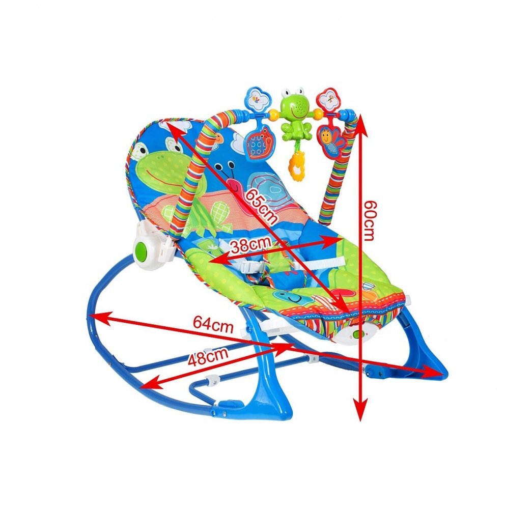 MalPlay Balansoar multifunctional cu Muzica Vibratii bara detasabila cu 3 jucarii suspendate Scaunel rabatabil in 2 pozitii Husa detasabila Blue