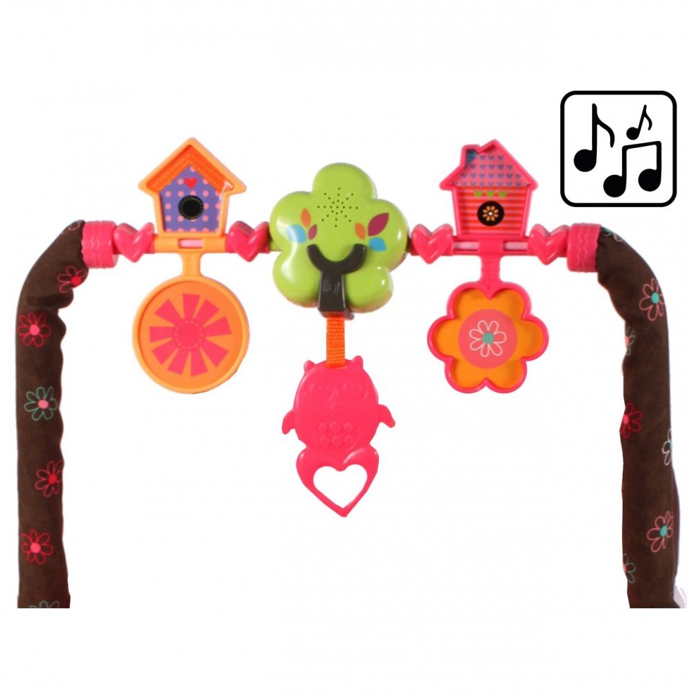MalPlay Balansoar multifunctional cu Muzica Vibratii bara detasabila cu 3 jucarii suspendate Scaunel rabatabil in 2 pozitii Husa detasabila Pink