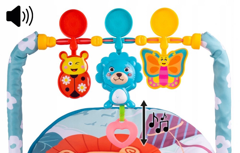 MalPlay Balansoar multifunctional pentru copii Blue Lion prevazut cu sunete si vibratii dimensiune 64 x 46 x 65 cm