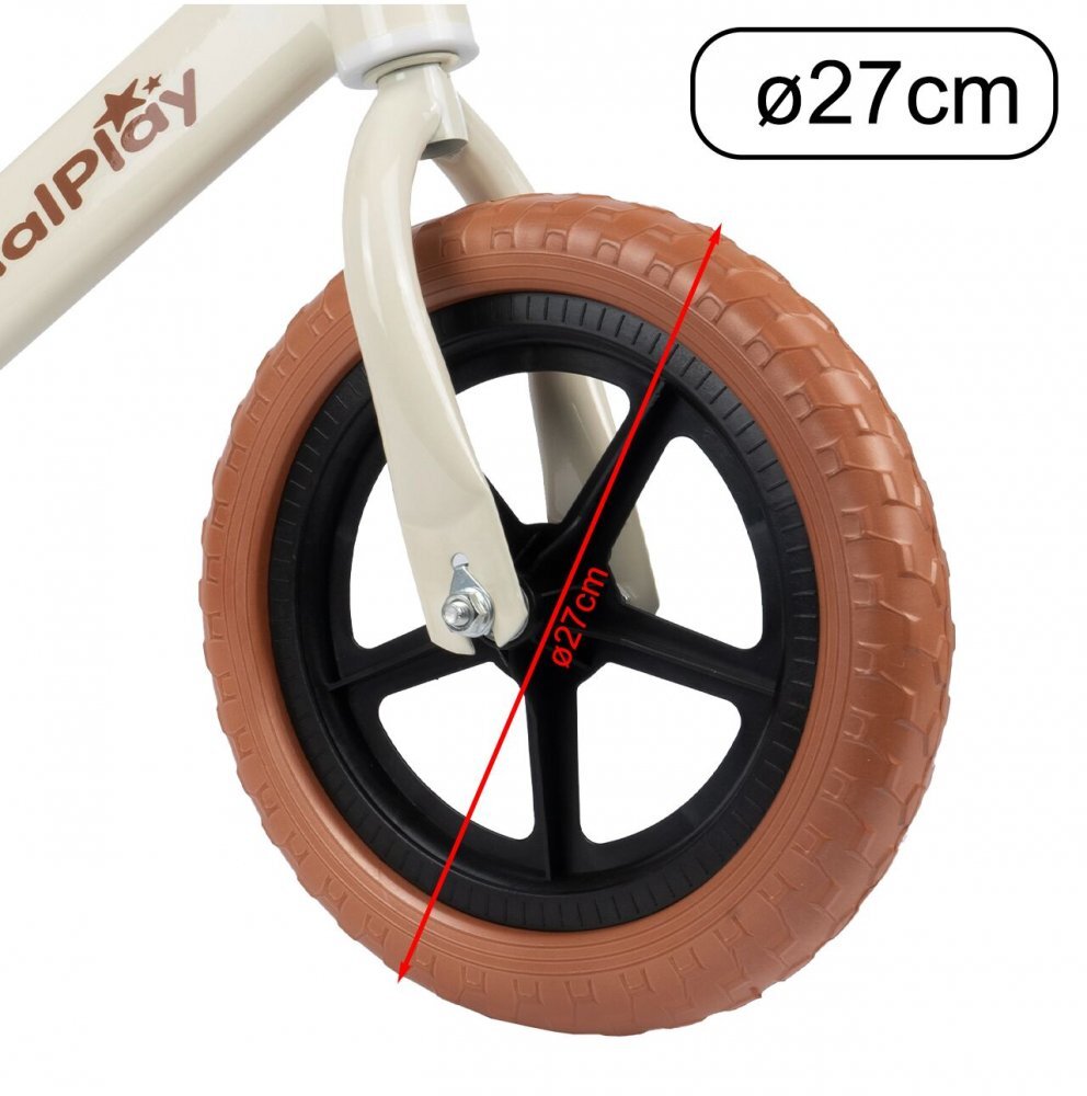 MalPlay Bicicleta de echilibru fara pedale cu Ghidonul si Saua ergonomica reglabile in inaltime roti de 12 inch din spuma EVA si manere anti-alunecare WhiteBrown