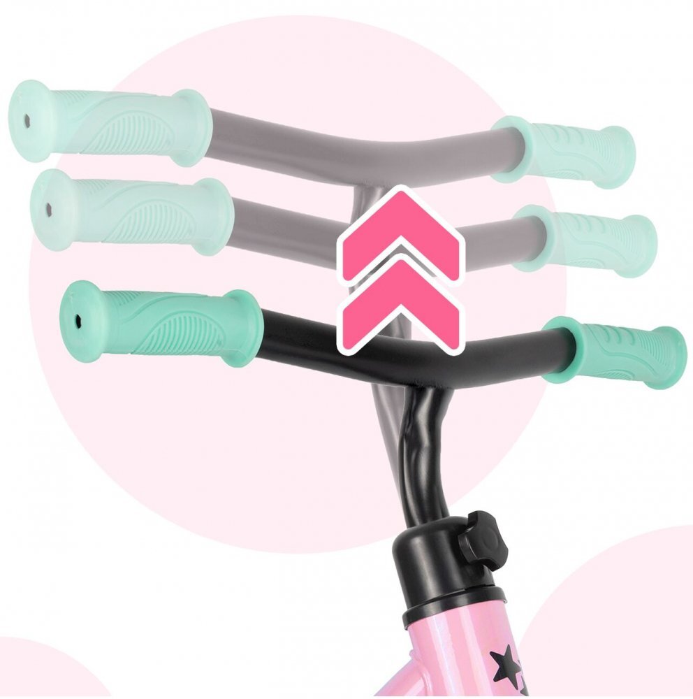 MalPlay Bicicleta de echilibru fara pedale pentru copii Fliki TurquoisePink 12 inch roti spuma EVA cu saua si ghidonul reglabile