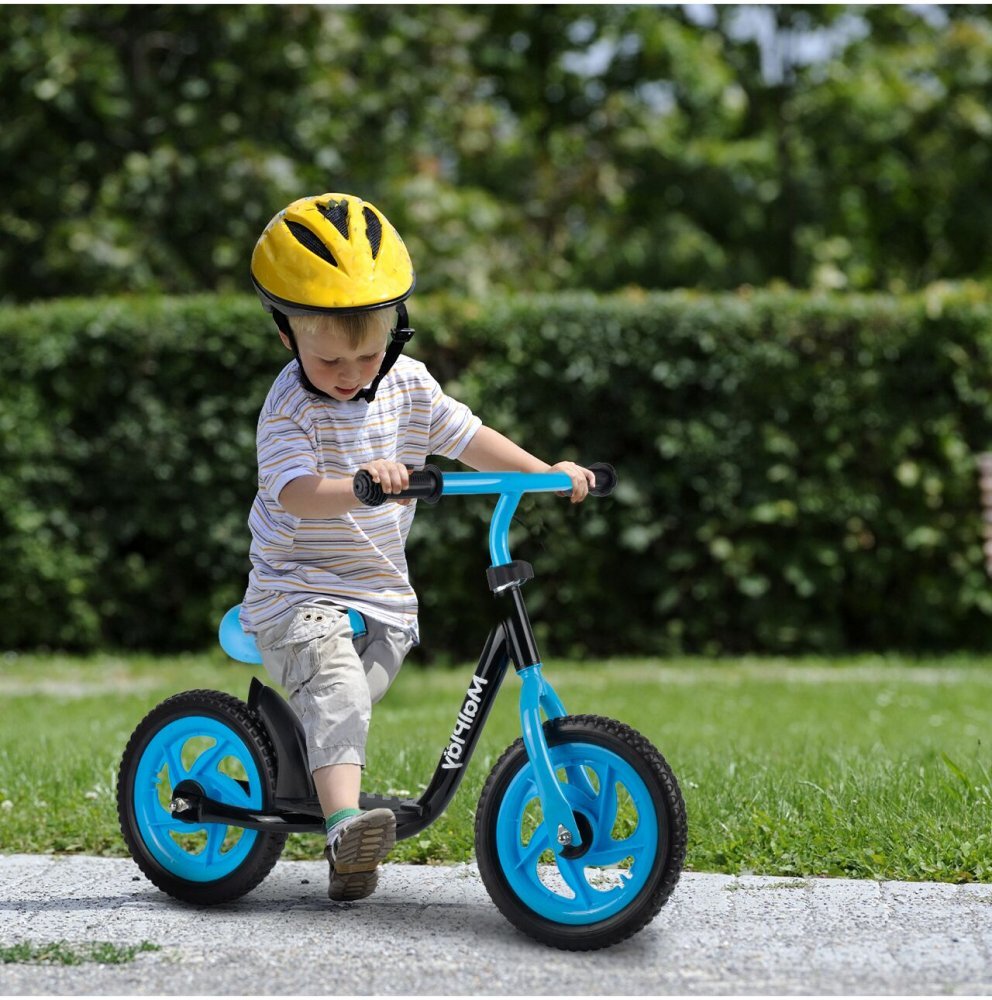 MalPlay Bicicleta de echilibru pentru copii blackblue cadru otel roti 12 inch saua si ghidonul reglabile pe inaltime