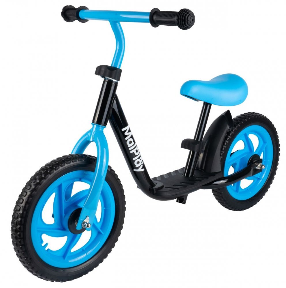 MalPlay Bicicleta de echilibru pentru copii blackblue cadru otel roti 12 inch saua si ghidonul reglabile pe inaltime