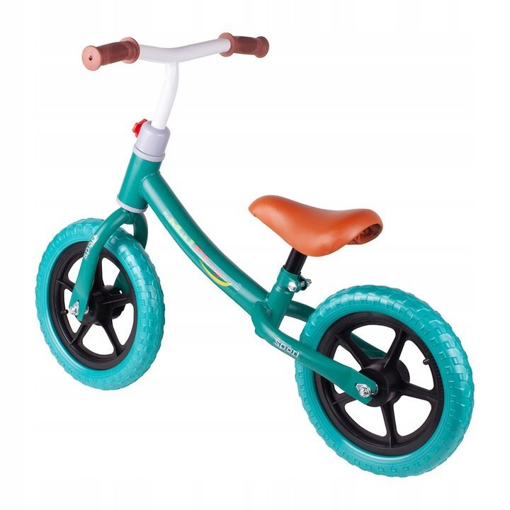 MalPlay Bicicleta fara pedale cu roti de 12 inch din spuma EVA cu scaun si ghidon reglabile in inaltime Push Sport Albastru inaltime sezut 29-34 cm de la 3 ani inaltime recomandata 80-108 cm