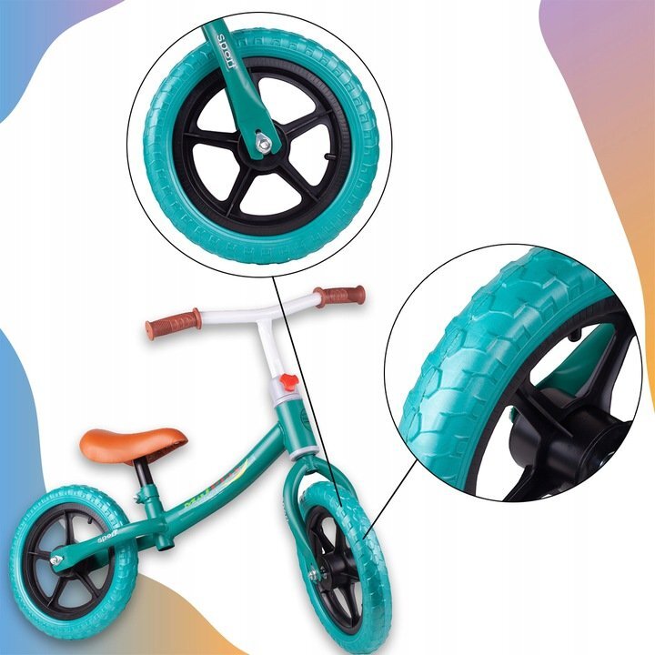 MalPlay Bicicleta fara pedale cu roti de 12 inch din spuma EVA cu scaun si ghidon reglabile in inaltime Push Sport Albastru inaltime sezut 29-34 cm de la 3 ani inaltime recomandata 80-108 cm
