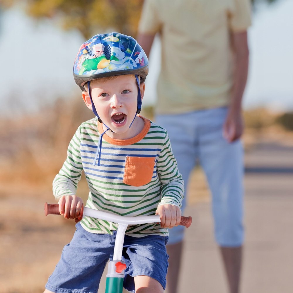 MalPlay Bicicleta fara pedale cu roti de 12 inch din spuma EVA cu scaun si ghidon reglabile in inaltime Push Sport Albastru inaltime sezut 29-34 cm de la 3 ani inaltime recomandata 80-108 cm