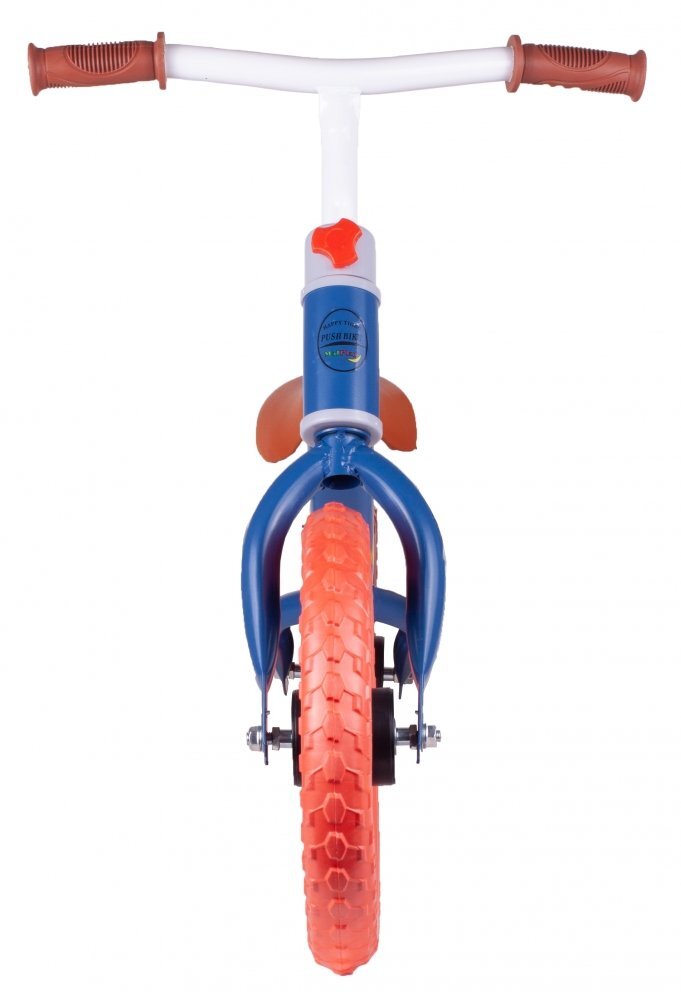 MalPlay Bicicleta fara pedale cu roti de 12 inch din spuma EVA cu scaun si ghidon reglabile in inaltime Push Sport AlbastruRosu inaltime sezut 29-34 cm de la 3 ani inaltime recomandata 80-108 cm AlbastruRosu