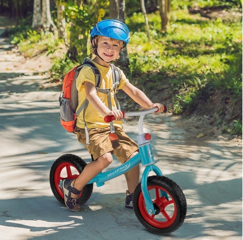MalPlay Bicicleta fara pedale cu roti de 12 inch din spuma EVA cu scaun si ghidon reglabile in inaltime Push Sport Bicolor inaltime sezut 29-34 cm de la 3 ani inaltime recomandata 80-108 cm