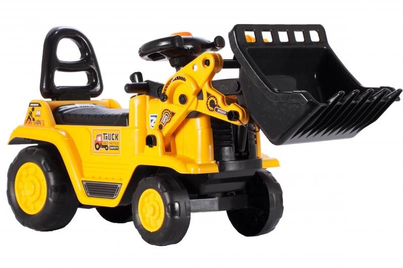 MalPlay Buldozer copii fara pedale Under Construction Galben prevazut cu cheie cupa mobila spatiu depozitare sub scaun greutatea maxima suportata 27 kg