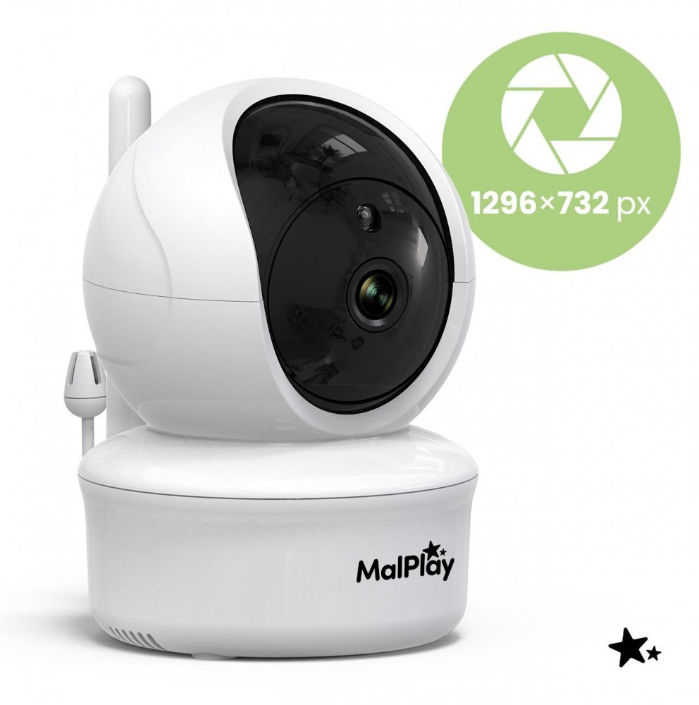 MalPlay Camera suplimentara pentru supraveghere bebe NannyEye Complex HD de 5.0 monitorizare inteligenta zinoapte cu 8 melodii integrate raza semnal 300m