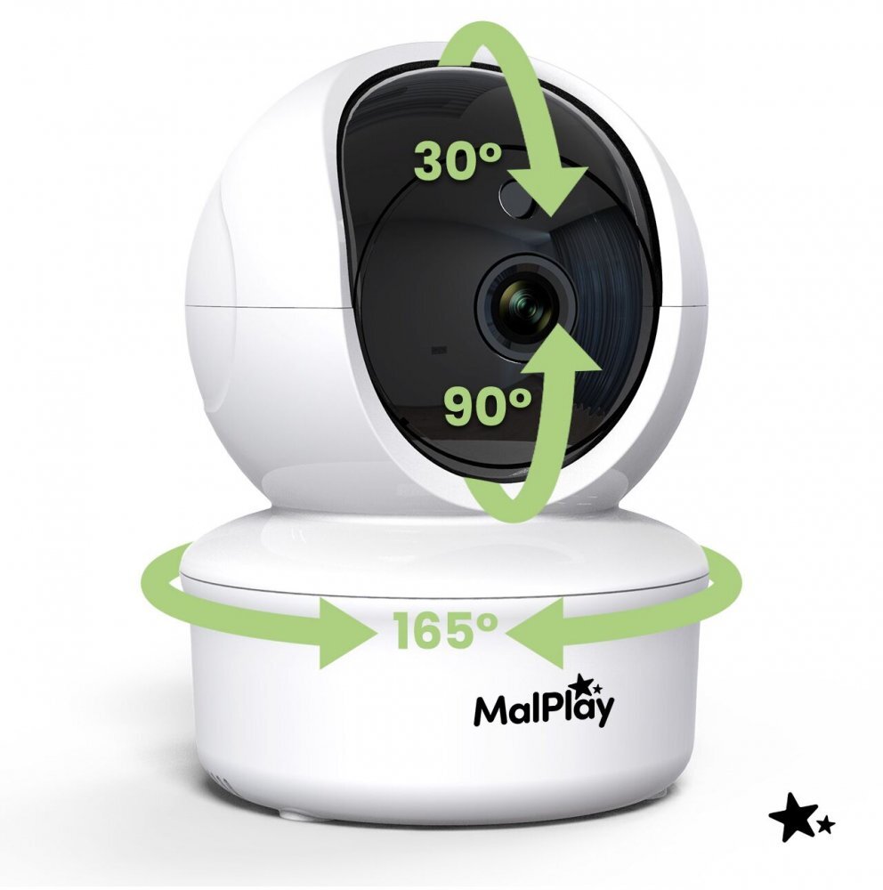 MalPlay Camera suplimentara pentru supraveghere bebe NannyEye Complex HD de 5.0 monitorizare inteligenta zinoapte cu 8 melodii integrate raza semnal 300m