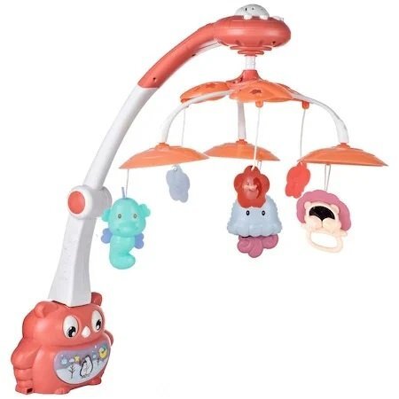 MalPlay Carusel muzical cu proiector pentru patut Pink Owl