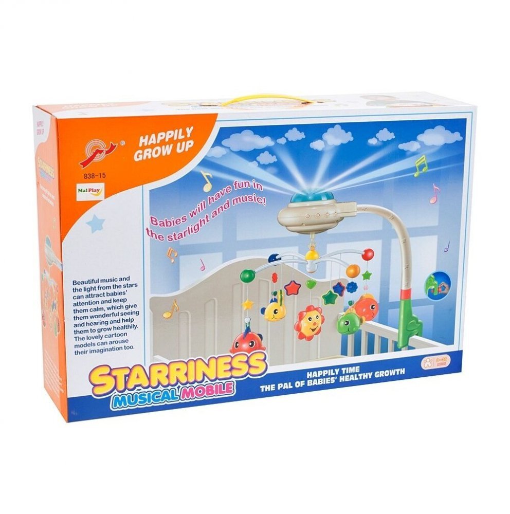 MalPlay Carusel muzical cu proiector pentru patut Stars