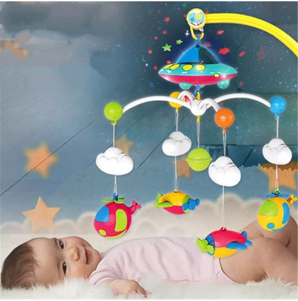MalPlay Carusel muzical Ozn pentru patut cu telecomanda si proiector