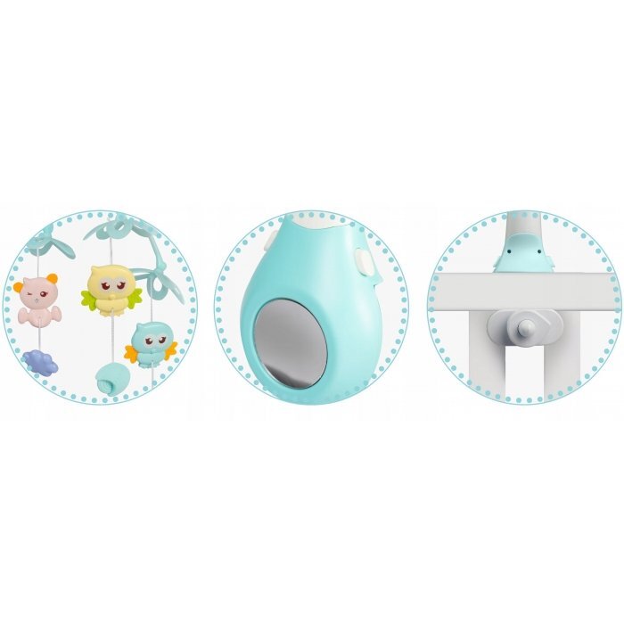 MalPlay Carusel muzical pentru copii cu 13 melodii rotire completa de 360 de grade 4 jucarii suspendate proiectii luminoase si telecomanda 56 x 40 x 43 cm blue