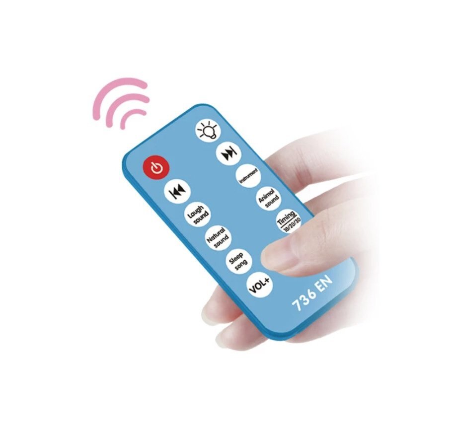 MalPlay Carusel muzical pentru copii cu 13 melodii rotire completa de 360 de grade 4 jucarii suspendate proiectii luminoase si telecomanda 56 x 40 x 43 cm blue