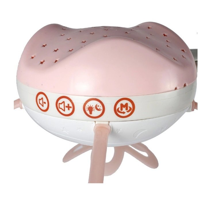 MalPlay Carusel muzical pentru copii cu 13 melodii rotire completa de 360 de grade 4 jucarii suspendate proiectii luminoase si telecomanda 56 x 40 x 43 cm Pink