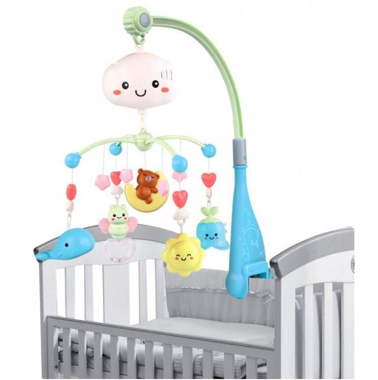 MalPlay Carusel muzical pentru patut cu Proiector Moon Bear Blue