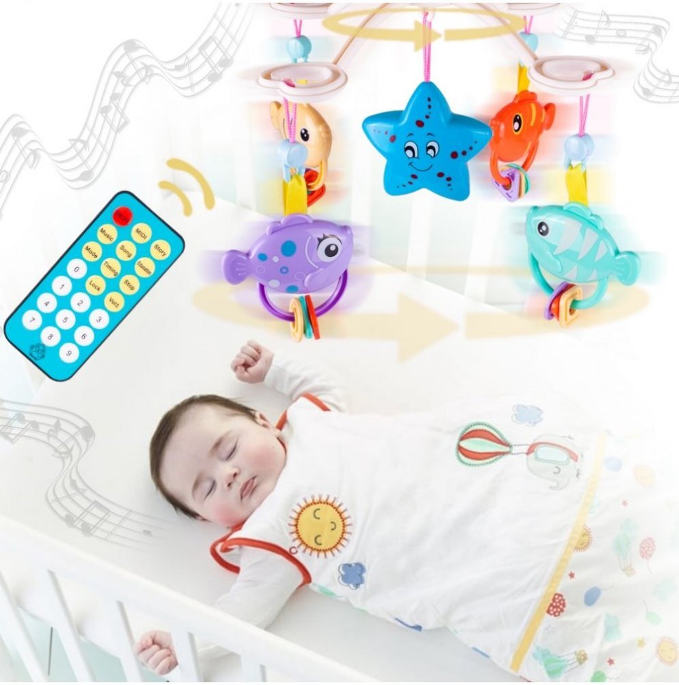 MalPlay Carusel muzical pentru patut cu telecomanda si proiector Blue