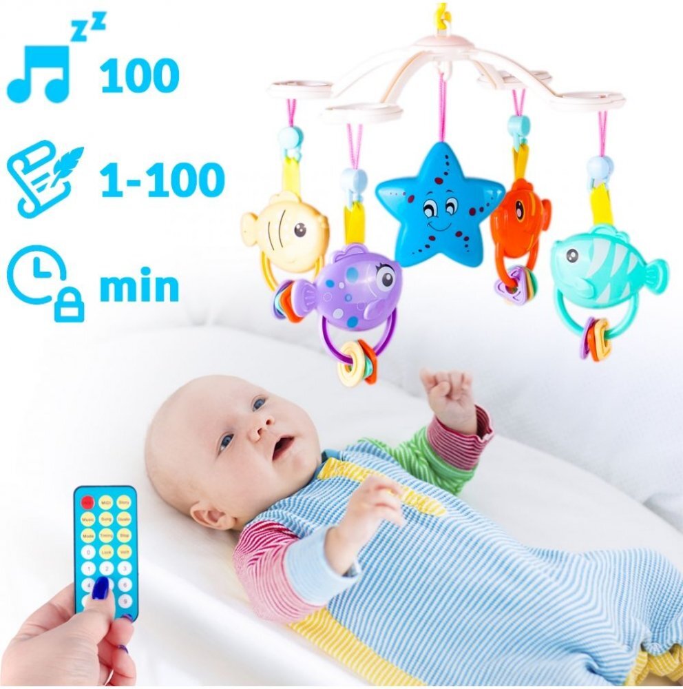 MalPlay Carusel muzical pentru patut cu telecomanda si proiector Blue