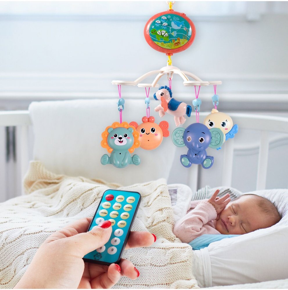 MalPlay Carusel muzical pentru patut cu telecomanda si proiector Pegasus
