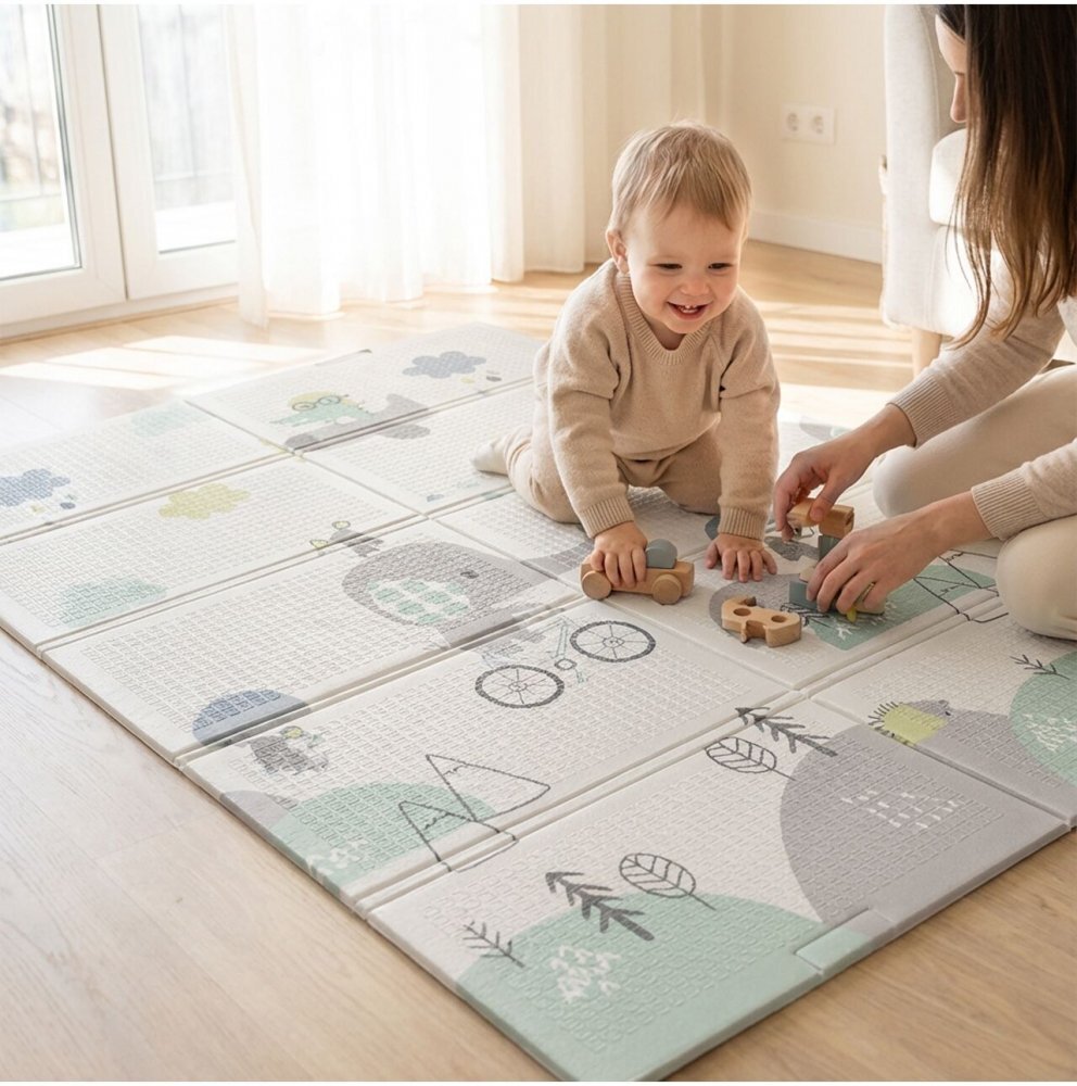 MalPlay Covor din spuma XPE pentru copii pliabil cu doua fete si husa de transport inclusa Mativo 120 x 180 cm