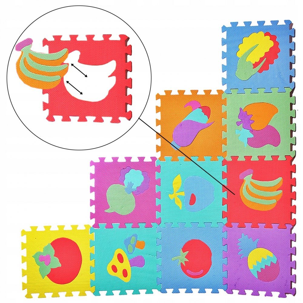 MalPlay Covor puzzle din spuma 10 piese Fructe