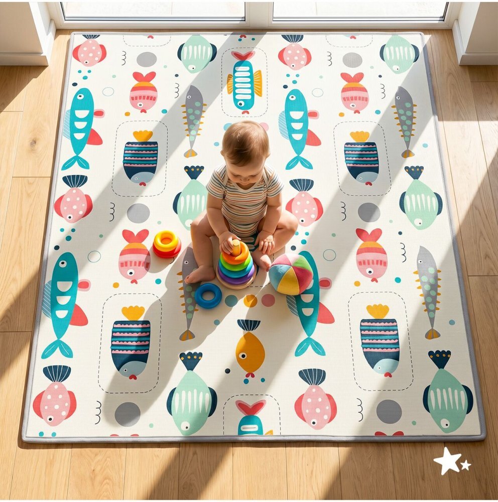 MalPlay Covoras de joaca rulabil cu doua fete Mativo Rollo dimensiune 180 x 200 cm din spuma XPE 15 cm grosime include husa cu maner pentru depozitare