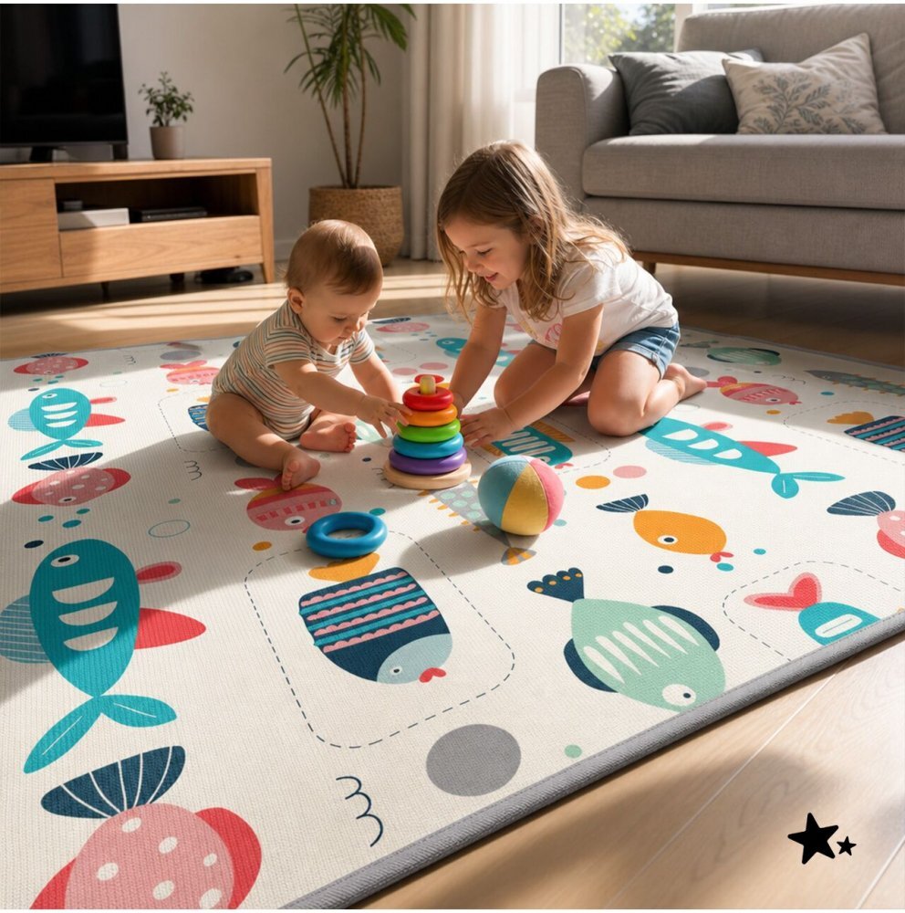 MalPlay Covoras de joaca rulabil cu doua fete Mativo Rollo dimensiune 180 x 200 cm din spuma XPE 15 cm grosime include husa cu maner pentru depozitare