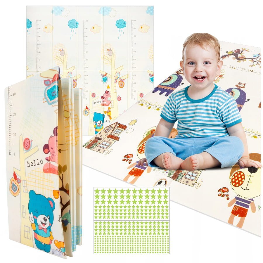 MalPlay Covoras pliabil din spuma cu doua fete Animale 180x200 cm