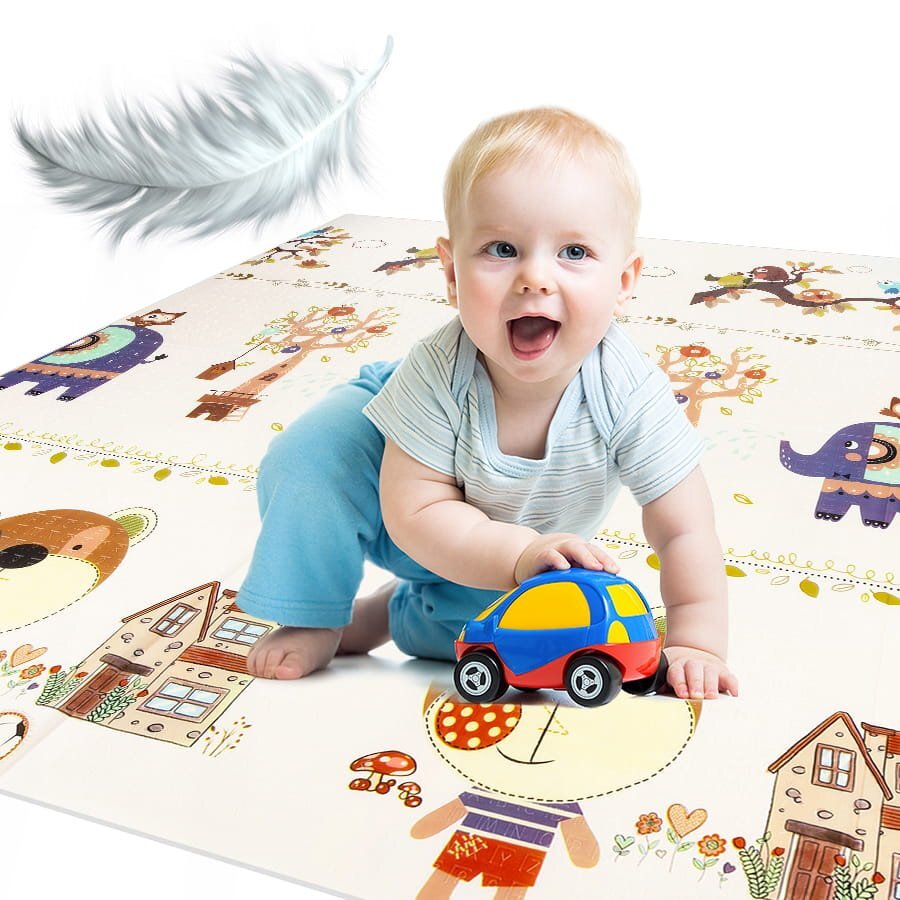 MalPlay Covoras pliabil din spuma cu doua fete Animale 180x200 cm