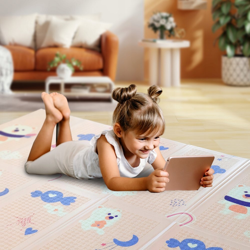 MalPlay Covoras pliabil din spuma cu doua fete BearFish 180x200 cm