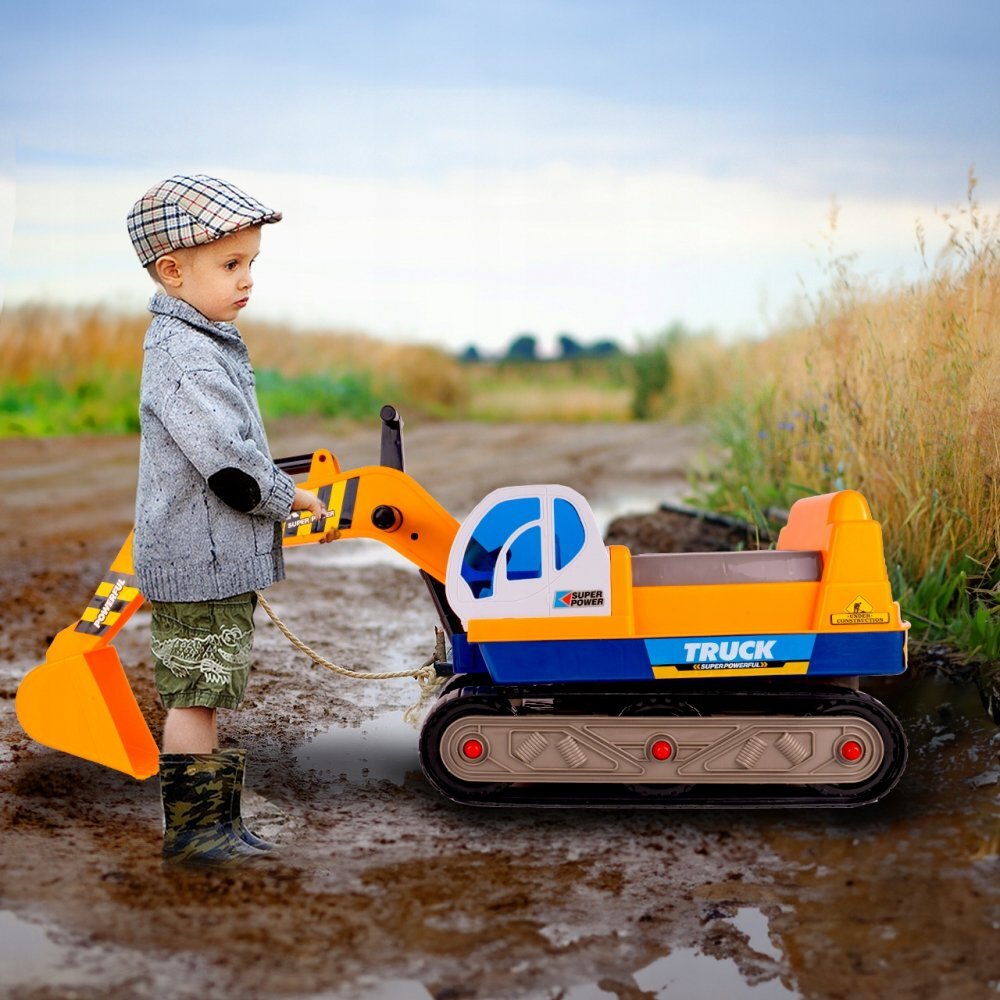 MalPlay Excavator copii fara pedale King Kong Yellow cupa mobila si Casca lungime 63 cm recomandat copiilor de la 3 ani si cu o greutate maxima de 15 kg