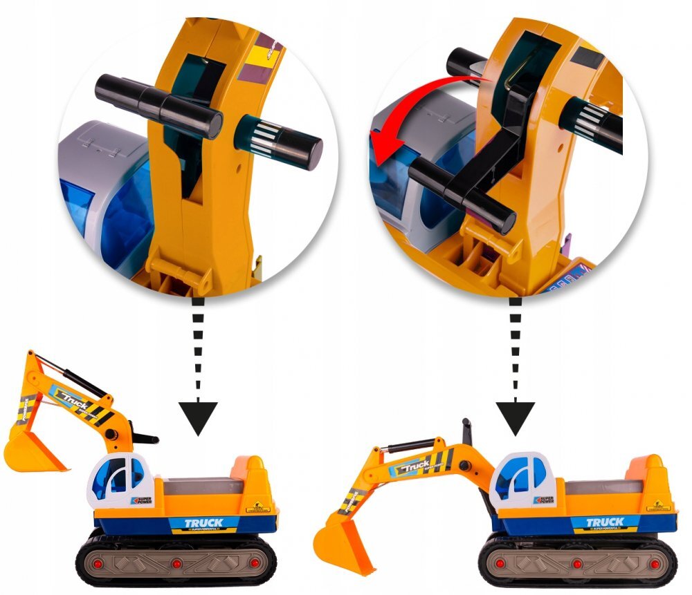 MalPlay Excavator copii fara pedale King Kong Yellow cupa mobila si Casca lungime 63 cm recomandat copiilor de la 3 ani si cu o greutate maxima de 15 kg