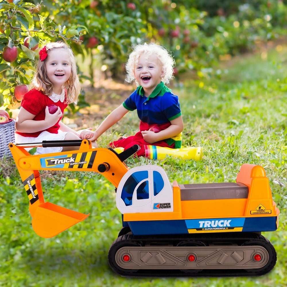MalPlay Excavator copii fara pedale King Kong Yellow cupa mobila si Casca lungime 63 cm recomandat copiilor de la 3 ani si cu o greutate maxima de 15 kg