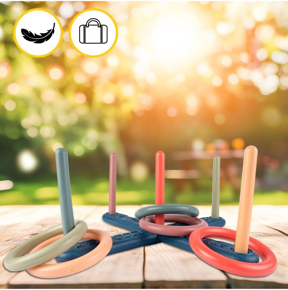 MalPlay Joc de precizie pentru copii Arunca Inelele cu baza 40cm si 5 inele cu diametru 15cm din plastic multicolor