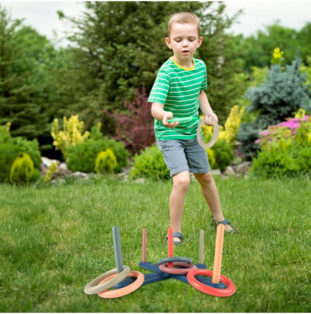 MalPlay Joc de precizie pentru copii Arunca Inelele cu baza 40cm si 5 inele cu diametru 15cm din plastic multicolor