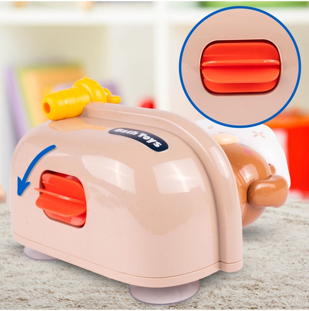 MalPlay Jucarie de baie interactiva cu mecanism de functionare pe baza de apa fara baterii cu ventuze de fixare dimensiune 19 x 13 x 22 cm model Teddy Bear