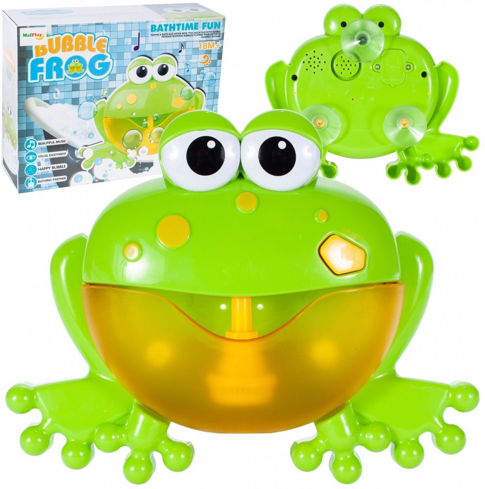 MalPlay Jucarie de baie pentru copii cu difuzor de spuma lumini si 12 melodii Bubble Frog 23cm