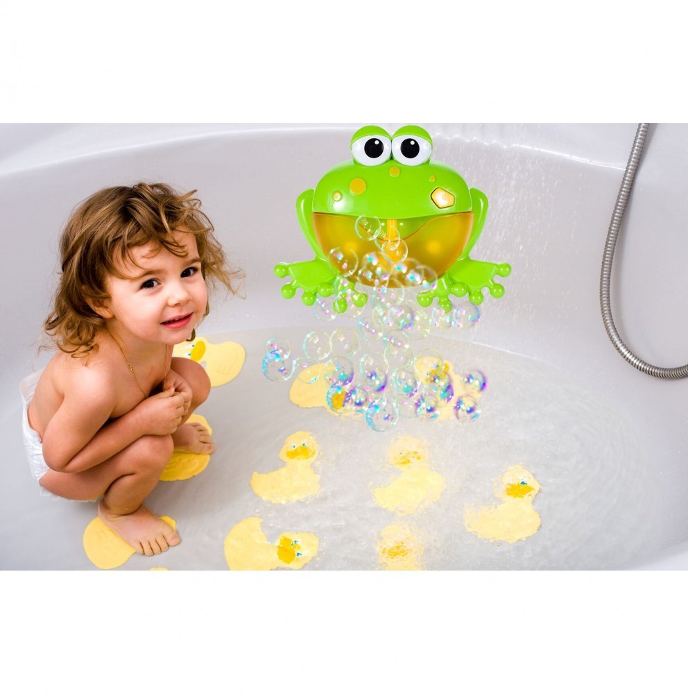 MalPlay Jucarie de baie pentru copii cu difuzor de spuma lumini si 12 melodii Bubble Frog 23cm