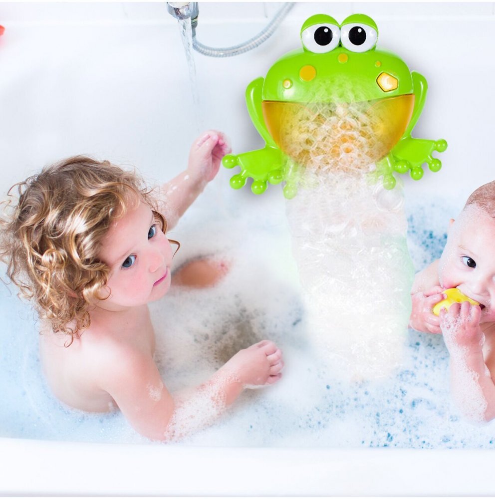 MalPlay Jucarie de baie pentru copii cu difuzor de spuma lumini si 12 melodii Bubble Frog 23cm