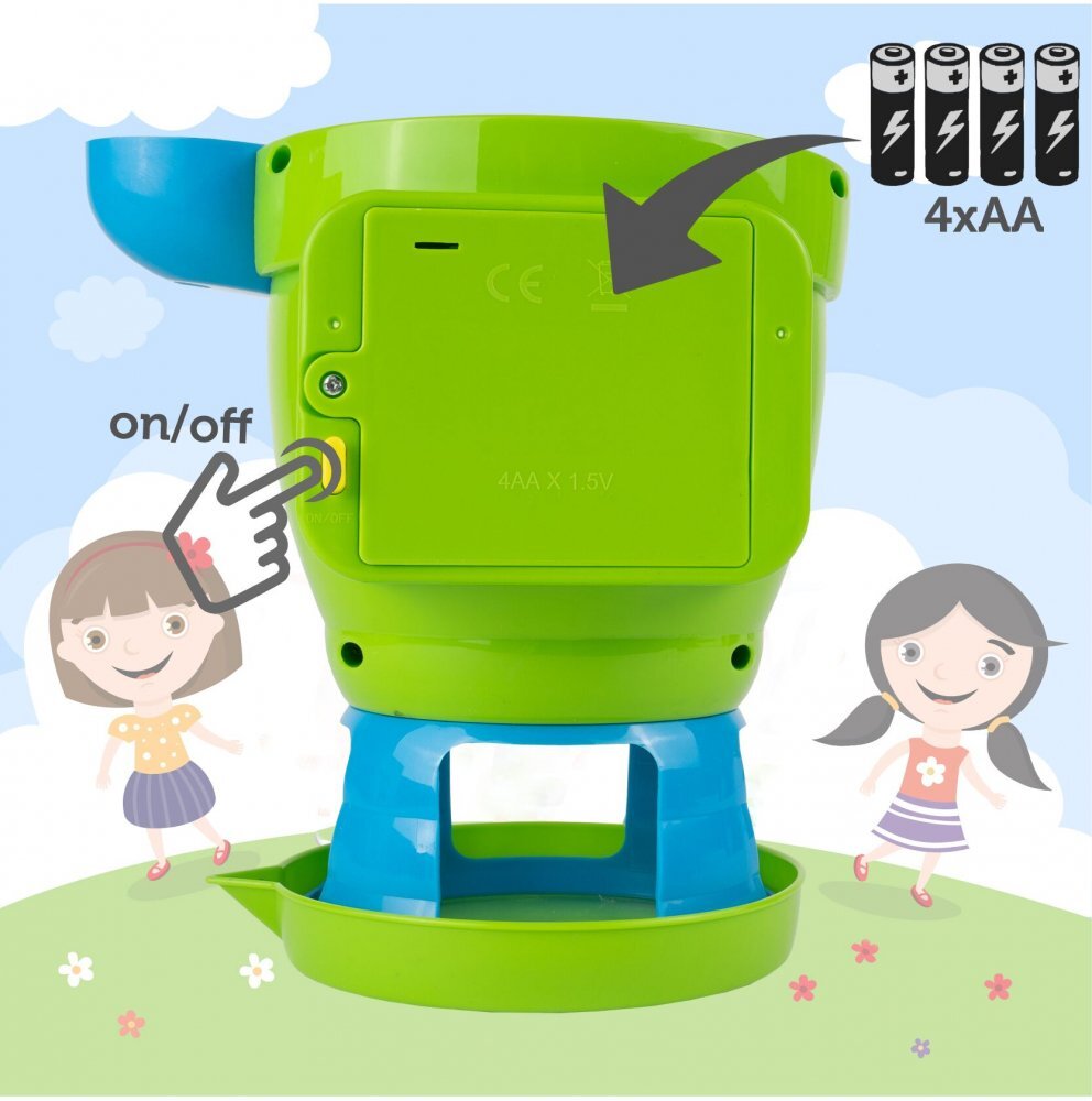 MalPlay Jucarie generatoare de baloane din sapun cu baterii 8 orificii de redare si lichid inclus Blue Barrel