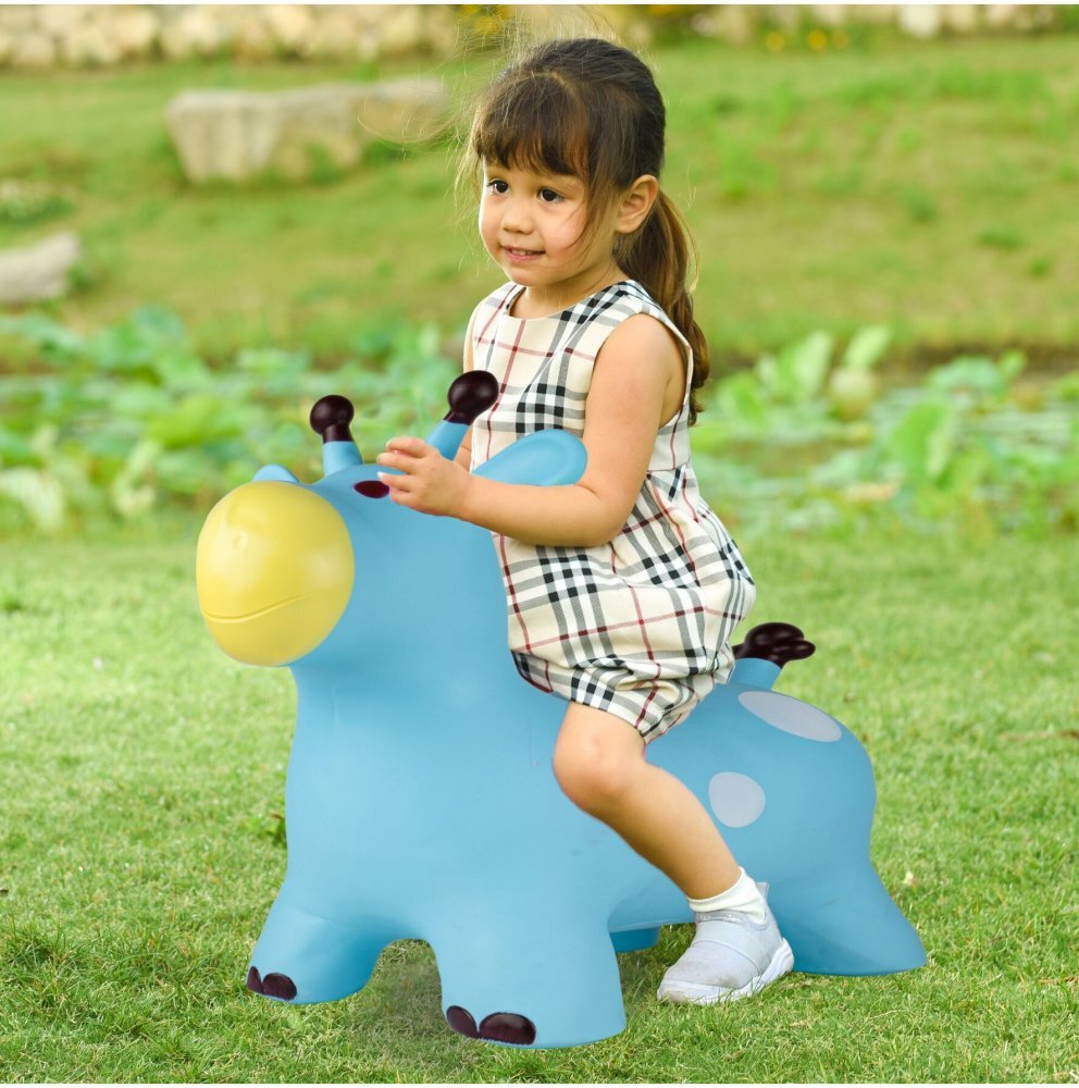 MalPlay Jucarie gonflabila din cauciuc de sarit pentru copii cu pompa inclusa utilizare versatila portabila dimensiune 46 x 55 x 25 cm blue giraffe