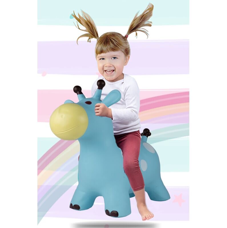 MalPlay Jucarie gonflabila din cauciuc de sarit pentru copii cu pompa inclusa utilizare versatila portabila dimensiune 46 x 55 x 25 cm blue giraffe